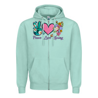 Seafoam peace love springwith flowers and butterfly Zipper Hoodie - Artiststas