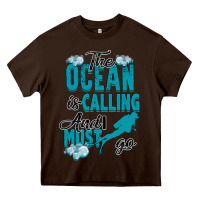 Chocolate Brown The Ocean Is Calling Heavy Core Tee - Bettercallsaul