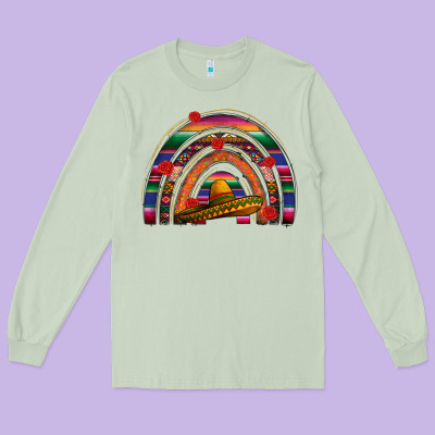 Mexico Rainbow Long Sleeve Tee Designed By Fadigitalartstudio