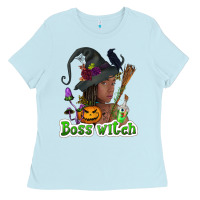 Baby Blue Boss witch afro Ladies Tee - NancyCooperArtShop