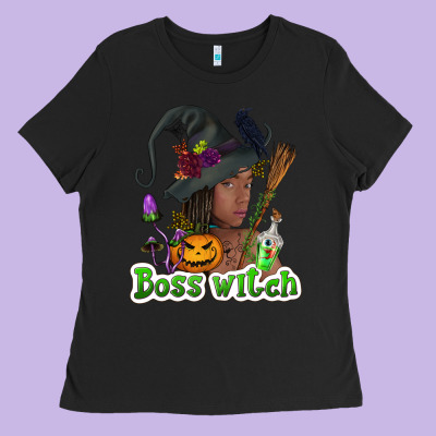 Boss Witch Afro Ladies Tee Designed By Nancycooperartshop
