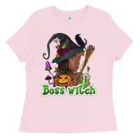 Bubblegum Pink Boss witch afro Ladies Tee - NancyCooperArtShop