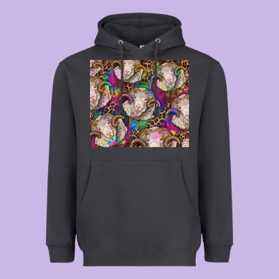 Merino Ram Tie Dye Tumbler Heavyweight Hoodie Designed By Barkaloodesign