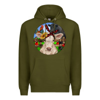 Army Green Christmas Charolais Calf Black Angus Bull And Roos Premium Hoodie - RanaPortraitStore