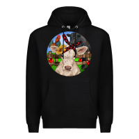 Black Christmas Charolais Calf Black Angus Bull And Roos Premium Hoodie - RanaPortraitStore