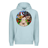 Blue Mist Christmas Charolais Calf Black Angus Bull And Roos Premium Hoodie - RanaPortraitStore