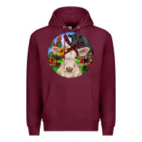 Burgundy Christmas Charolais Calf Black Angus Bull And Roos Premium Hoodie - RanaPortraitStore