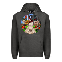 Charcoal Heather Christmas Charolais Calf Black Angus Bull And Roos Premium Hoodie - RanaPortraitStore