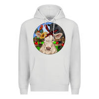 Dove Grey Christmas Charolais Calf Black Angus Bull And Roos Premium Hoodie - RanaPortraitStore
