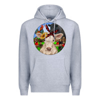 Heather Grey Christmas Charolais Calf Black Angus Bull And Roos Premium Hoodie - RanaPortraitStore
