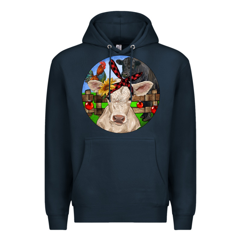 Christmas Charolais Calf Black Angus Bull And Roos Premium Hoodie by RanaPortraitStore | Teevron