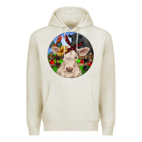 Oatmeal Heather Christmas Charolais Calf Black Angus Bull And Roos Premium Hoodie - RanaPortraitStore