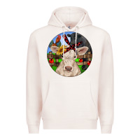 Pale Pink Christmas Charolais Calf Black Angus Bull And Roos Premium Hoodie - RanaPortraitStore