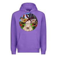 Purple Christmas Charolais Calf Black Angus Bull And Roos Premium Hoodie - RanaPortraitStore
