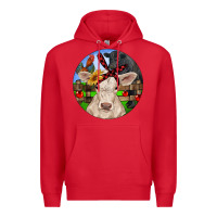 Red Christmas Charolais Calf Black Angus Bull And Roos Premium Hoodie - RanaPortraitStore