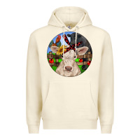 Sandshell Christmas Charolais Calf Black Angus Bull And Roos Premium Hoodie - RanaPortraitStore