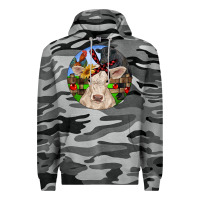 Slate Camo Christmas Charolais Calf Black Angus Bull And Roos Premium Hoodie - RanaPortraitStore
