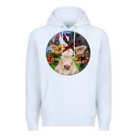 White Christmas Charolais Calf Black Angus Bull And Roos Premium Hoodie - RanaPortraitStore