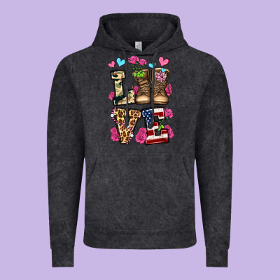 Love Valentine's Day Army Boots Olivia Vintage Hoodie Designed By Oliviacreatesart