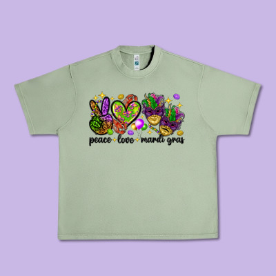 Peace Love Mardi Gras Urban Heavy Tee Designed By Howdyjamesfarm