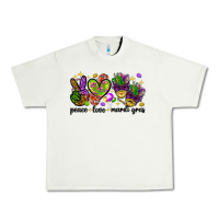 Pistachio Peace Love Mardi Gras Urban Heavy Tee - HowdyJamesFarm