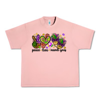 Salmon Peace Love Mardi Gras Urban Heavy Tee - HowdyJamesFarm