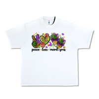 White Peace Love Mardi Gras Urban Heavy Tee - HowdyJamesFarm