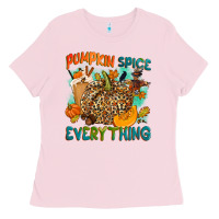 Bubblegum Pink Pumpkin spice everything Ladies Tee - NancyCooperArtShop