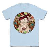 Dusty Blue Christmas Charolais Calf Baby Cow Classic Tee - RanaPortraitStore