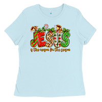Baby Blue jesus is the reason for the season Ladies Tee - texasbilliewilder