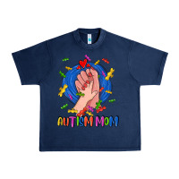 Navy Autism Mom Urban Heavy Tee - CowGirlArtShop