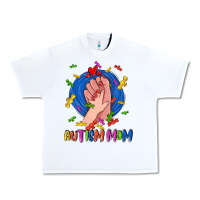 White Autism Mom Urban Heavy Tee - CowGirlArtShop