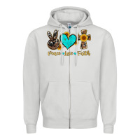 Dove Grey peace love faith with cros and sunflower Zipper Hoodie - Artiststas