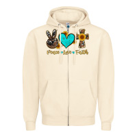 Sandshell peace love faith with cros and sunflower Zipper Hoodie - Artiststas