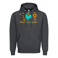 Smoke peace love faith with cros and sunflower Zipper Hoodie - Artiststas