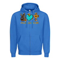 True Royal peace love faith with cros and sunflower Zipper Hoodie - Artiststas