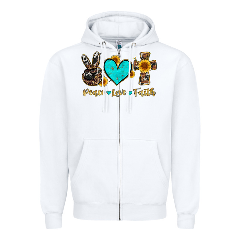Peace Love Faith With Cros And Sunflower Zipper Hoodie by Artiststas | Teevron