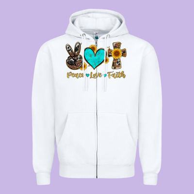 Peace Love Faith With Cros And Sunflower Zipper Hoodie Designed By Artiststas