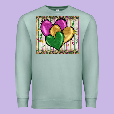 Mardi Gras Heart Premium Sweatshirt Designed By Barkaloodesign