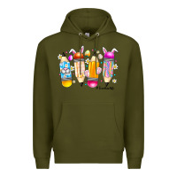 Army Green Easter Teacher Life Premium Hoodie - CowhideDigitalArt