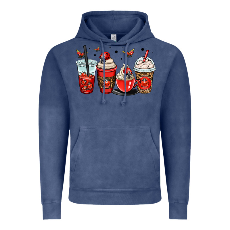 Ladybug Coffee Cups Vintage Hoodie by OliviaCreatesArt | Teevron