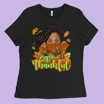 Thankful Fall With Black Girl Ladies Tee Designed By Nancycooperartshop