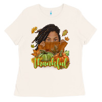 Bone Thankful Fall with black girl Ladies Tee - NancyCooperArtShop