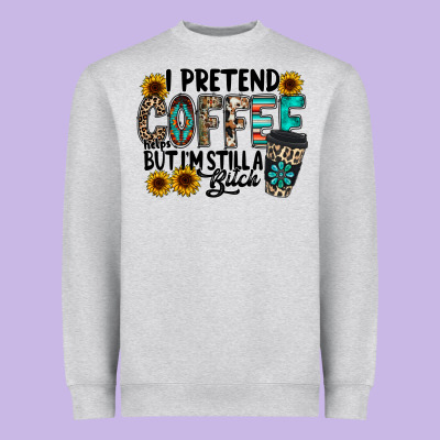 I Pretend Coffee Heavyweight Sweatshirt Designed By Racoondesign