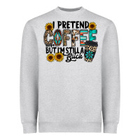 Heather Grey i pretend coffee Heavyweight Sweatshirt - RacoonDesign