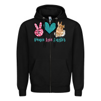 Black peace love easter with bunny and butterfly Zipper Hoodie - Artiststas