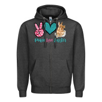 Charcoal Heather peace love easter with bunny and butterfly Zipper Hoodie - Artiststas