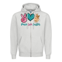 Dove Grey peace love easter with bunny and butterfly Zipper Hoodie - Artiststas