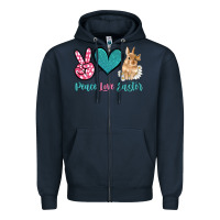 Navy peace love easter with bunny and butterfly Zipper Hoodie - Artiststas
