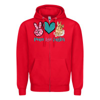 Red peace love easter with bunny and butterfly Zipper Hoodie - Artiststas